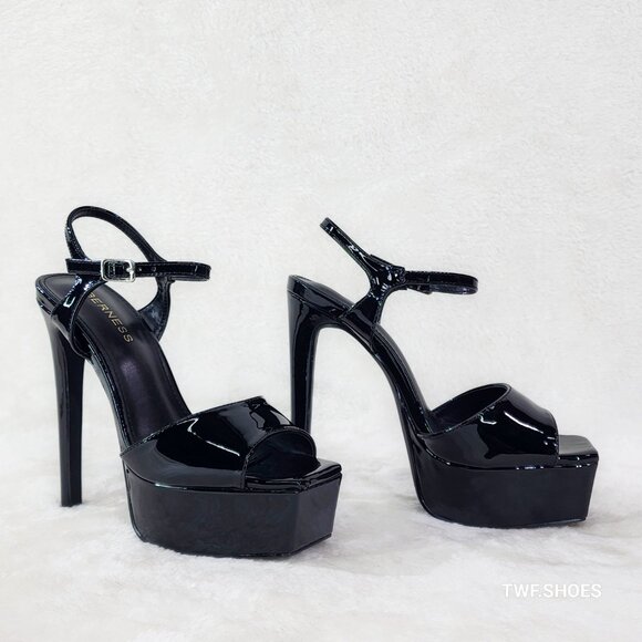 Elegant Black Platform Heels - Picture 4 of 6